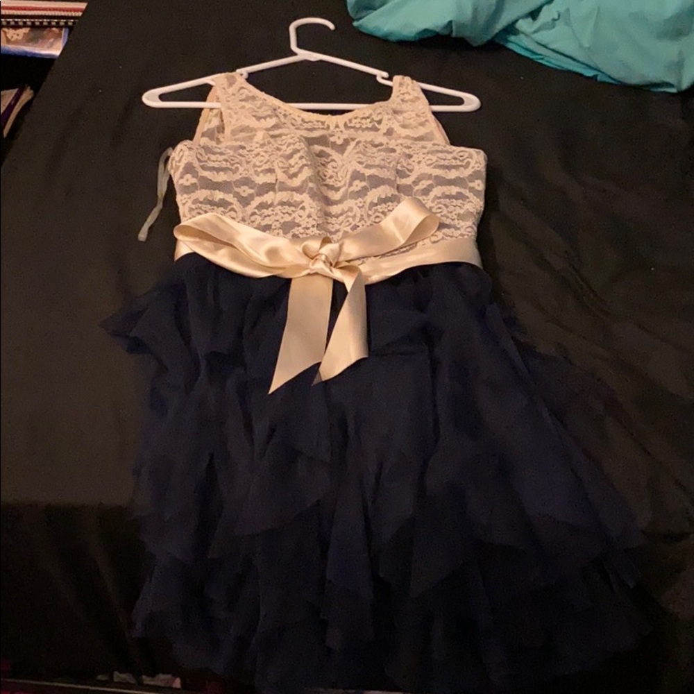 Navy Blue and gold Mid dress